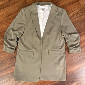 H&M Ruched Sleeve Long Blazer